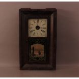 An early 20th century American wall clock, by Jerome & Co., wooden case, enamel dial with roman