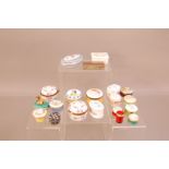 A large collection of small enamel boxes, including Halcyon days examples, Crummles & Co., AF,