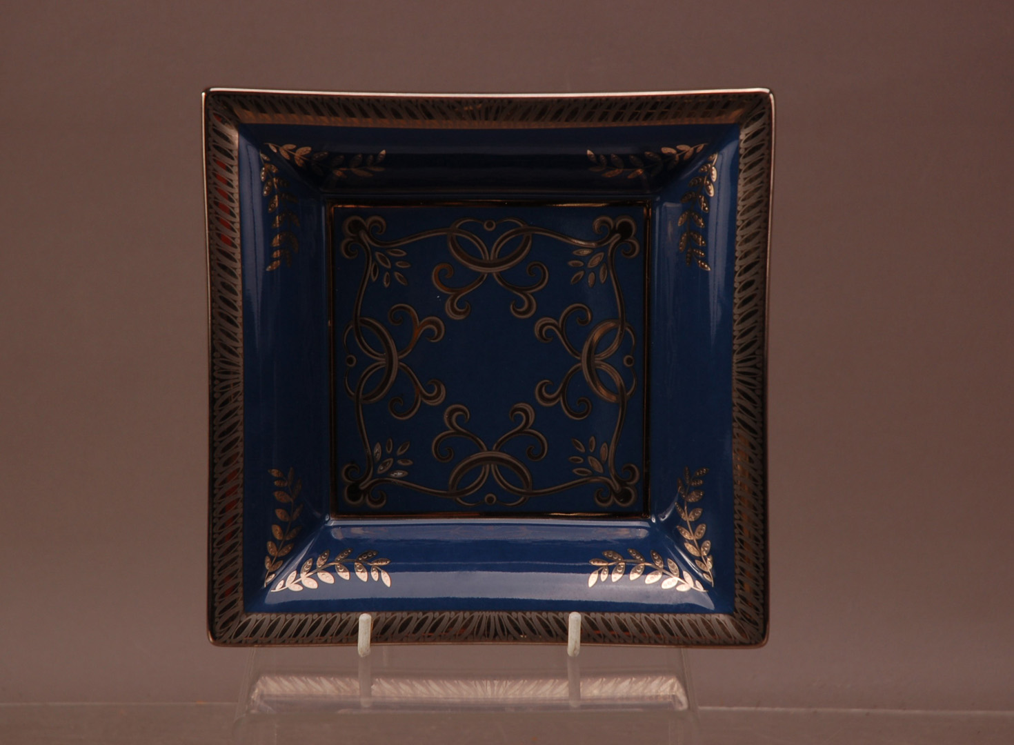 A Patek Philippe rare porcelain square bowl by Limoges, with decoration inspired by a Patek Philippe