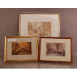 Russell Flint (British 1880-1969), three prints, two featuring nude female scenes, all framed and