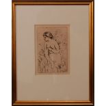 Pierre-Auguste Renoir (French, 1841-1919), Baigneuse Debout, a Mi Jambes' c 1910, Etching, framed