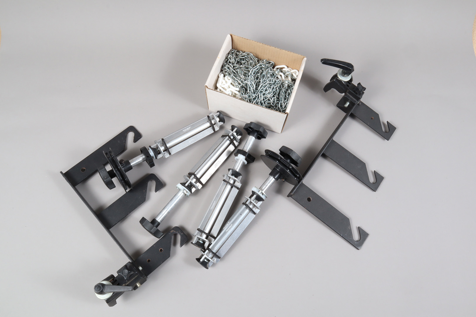 Studio Backdrop Equpment, including two sets of Foba Expan roll holders, both with chains, both