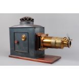 An early 20th Century Wrench Triple-Extension Russian Iron and Brass Magic Lantern, with 9¾in