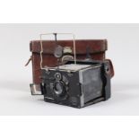 A Zeiss Ikon Bebe Strut Folding Plate Camera, 6.5 x 9cm, body F, bellows have a small rip, dial-