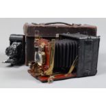 A Thornton Pickard No 2 Folding Ruby Quarter Plate Hand and Stand Camera, circa 1910, double