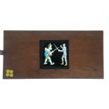 Mahogany-Mounted Magic Lantern Slides, various - roller-blind snowfall slide, mount reinforced (