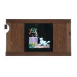 Mahogany-Mounted Magic Lantern Slides, hand-coloured comic slipping slides, single slipping glass,