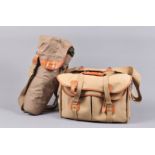 Two Billingham Bags, a Billingham camera bagm Tan, brown leather trim approx 40cm L x 20cm W x