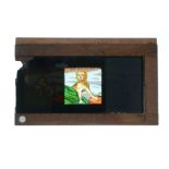 Mahogany-Mounted Magic Lantern Slides, chromolitho comic slipping slide, single slipping glass (