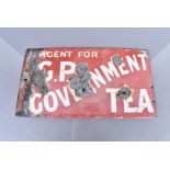 A double sided G.P. Government Tea enamel sign, 38cm x 21cm, AF