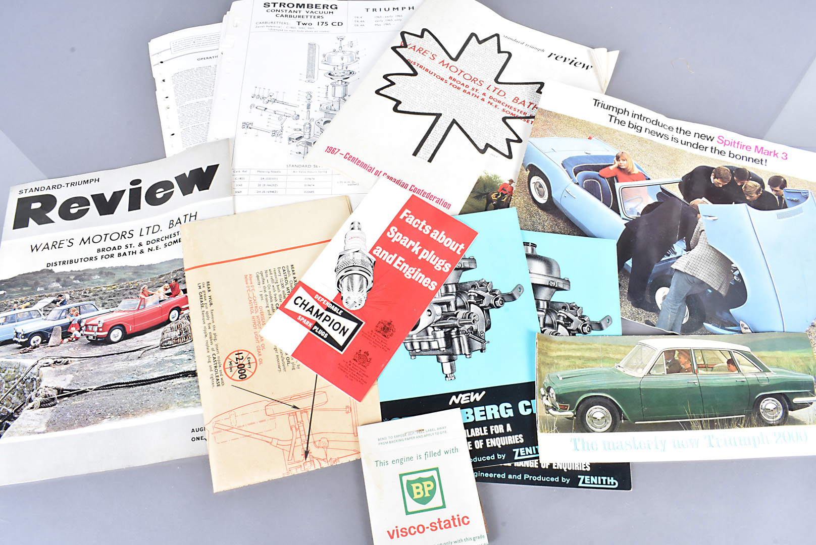 A small collection of Triumph related booklets and manuals, including the Spitfire Mark 3, Triumph