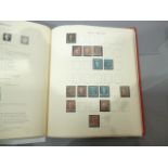A British Victorian and later stamp album, including a three margin Penny Black (BE), Imperf and