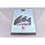 Cunard, three posters celebrating 175 years of Cunard, all with different designs, rolled, good