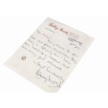 Bobby Moore, a personal letter sent to the vendor on headed note paper (Bobby Moore Limited) and
