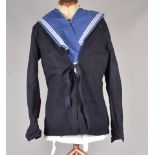 A WWII period Royal Naval Reserves uniform, marked for E.J Lyons, consisting of Blue Serge Coat