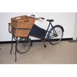 A Vintage Gundle ladies trade/delivery bicycle, in blue, with original Brooks saddle, complete