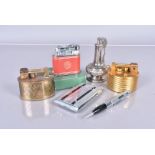 A Ronson Penciliter, together with an Evan USA made combination cigarette case and petrol lighter,