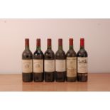 Six bottles of vintage Bordeaux red wine, including two bottles of Reflets du Chateau Cissac 1990,