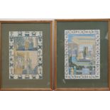 A group of framed works, comprising two framed and glazed Indian prints, two etchings of river