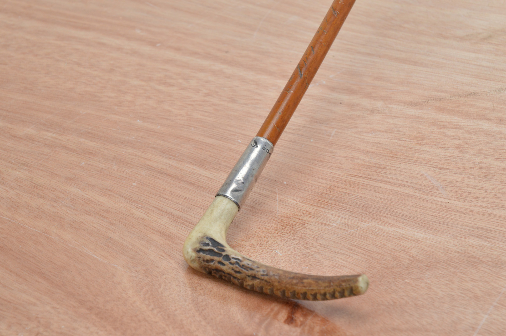 An Edwardian riding crop, with antler handle and silver collar - Image 2 of 2