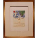 John Huston (American 1906-1987), Chateau Mouton Rothschild wine label 1982, print, framed,