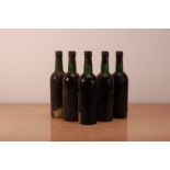 Five bottles of Quinta do Noval 1960, vintage Port, no labels, embossed chipped caps, fill levels