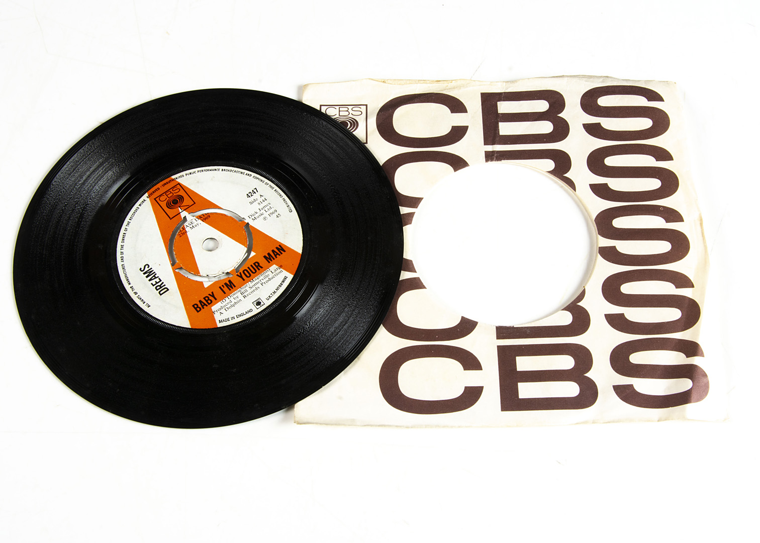 Dreams Demo 7" Single, Baby I'm Your Man b/w Softly, Softly - UK 7" Demo release 1969 on CBS (