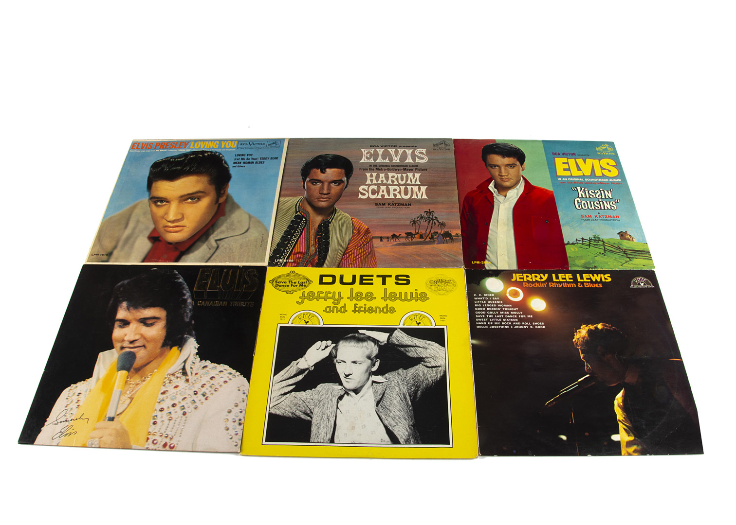 Elvis Presley / Jerry Lee Lewis LPs, fifteen albums by Elvis and Jerry Lee Lewis with titles