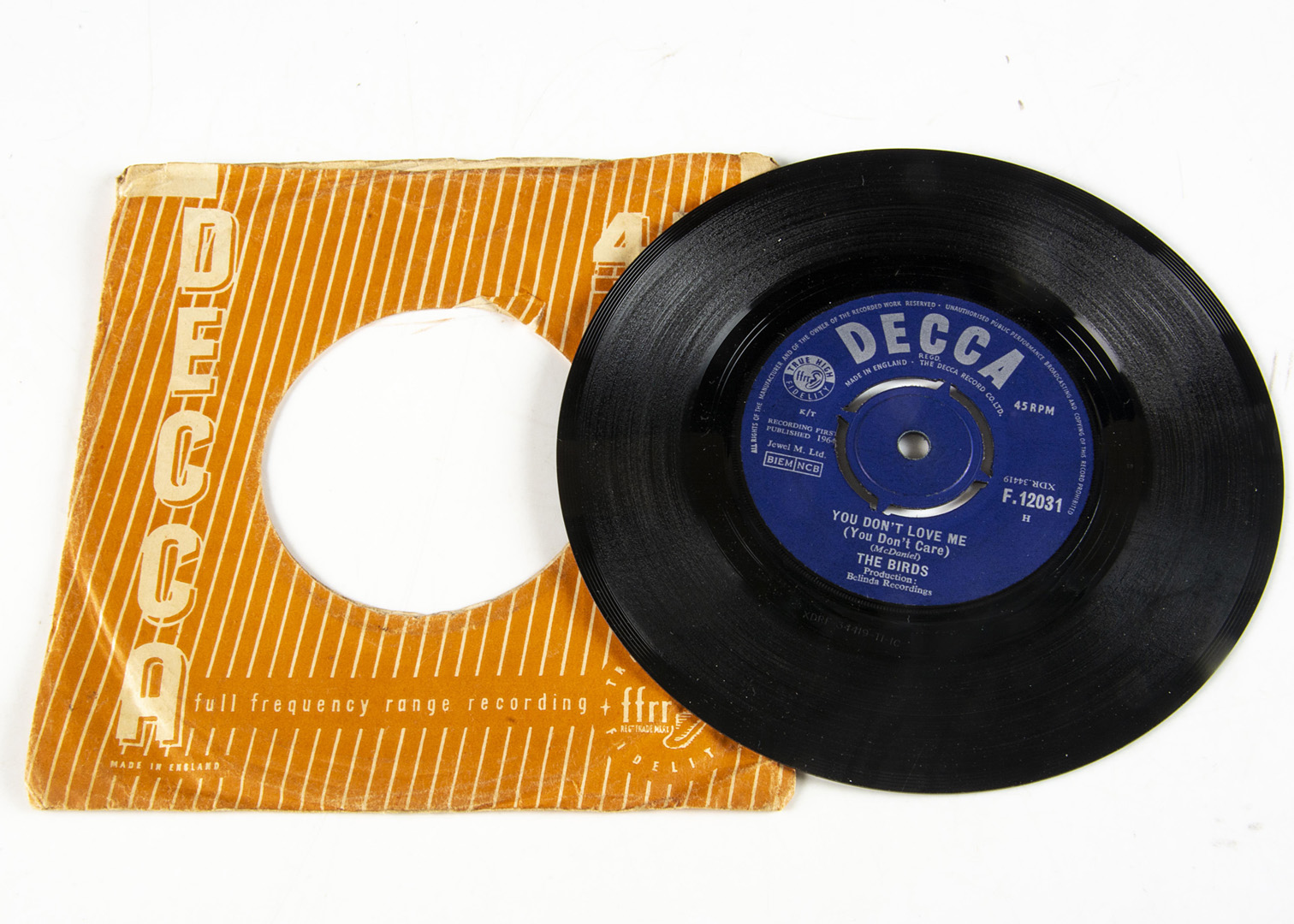 The Birds 7" Single, You're On My Mind b/w You Don't Love Me - Original UK release 1964 on Decca ( - Image 2 of 2