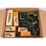 Airfix 00 Gauge plastic ready made Military Vehicles and Gun Emplacements, ten in original boxes,