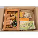 Toy Fort Cowboys and Indians Airfix WW11 items and plastic Farm Animals, card and wood kitbuilt Fort