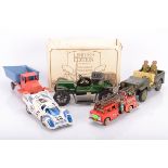 Various Tinplate Vehicles, Chinese Fire Engine with siren sound friction drive and pop up ladder (