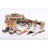 Various Toys and Models by Dinky Corgi Britains Metal Cannons and Asian metal Tram, Dinky Toys