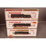 N Gauge Fleischmann Piccolo German Steam Locomotives and Tenders, three cased examples, 7160 DB BR