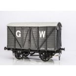 A 5'' Gauge scratchbuilt GW grey Van, length 53cm, wood and metal construction with sprung axles and