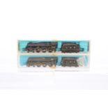 N Gauge Peco Steam Locomotives and Tenders, two cased LMS examples both in black livery, NL 21