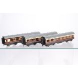 Darstaed 0 Gauge GWR Set A three Coach Set, comprising Corridor Coaches, Third/Brake, All Third