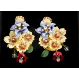 A pair of Dolce & Gabbana costume earrings, the oversized floral earrings in polychrome colours,