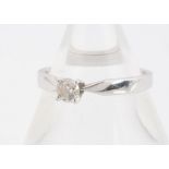 A certificated 9ct white gold diamond solitaire ring, the brilliant cut, in four claw setting,