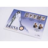 A commemorative First Day Cover with gold full sovereign, celebrating Diana the Princess of Wales,