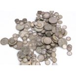 A quantity of pre-1946 silver coinage, mostly George V and VI, with half crowns, florins, shillings,