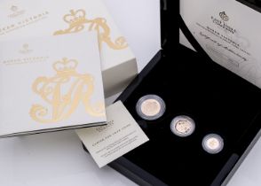 A modern The East India Company Queen Victoria 2019 Sovereign Gold Proof Three Coin Set,