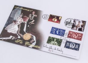 A commemorative First Day Cover with gold full sovereign, celebrating the 50th Anniversary of the