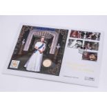 A commemorative First Day Cover with gold full sovereign, celebrating the Queen's Golden Jubilee and