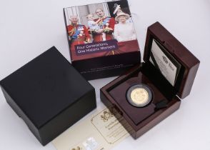 A modern Royal Mint Four Generations of Royalty 2018 UK £25 Quarter Ounce Gold Proof Coin, 7.8g,