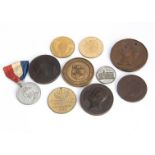 Two Victorian 1851 Exhibition Exhibitor copper medals, together with eight various commemorative and