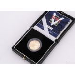 A modern Royal Mint gold proof two pound coin, 15.97g, in box, celebrating the end of WWII 1945 to