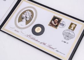 A Harrington & Byrne Gold Proof Half Laurel Coin Cover, the 4g gold coin dated 2021, in folder