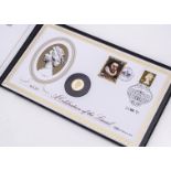 A Harrington & Byrne Gold Proof Half Laurel Coin Cover, the 4g gold coin dated 2021, in folder