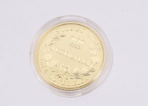 A modern Australian gold one sovereign $25 dollar coin, dated 2005 and marked Sydney Mint, 8g